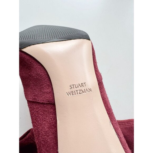 STUART WEITZMAN Rapture 75mm Maroon Suede Sock Bootie Ankle Boots, Size 10 - Picture 12 of 15